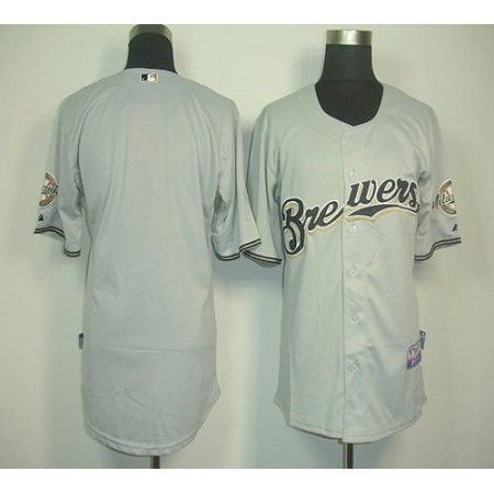 Brewers Blank Grey Cool Base Stitched MLB Jersey