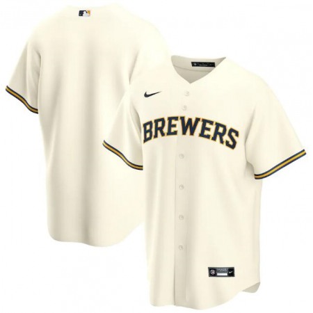 Men's Milwaukee Brewers Blank Cream Cool Base Stitched Jersey