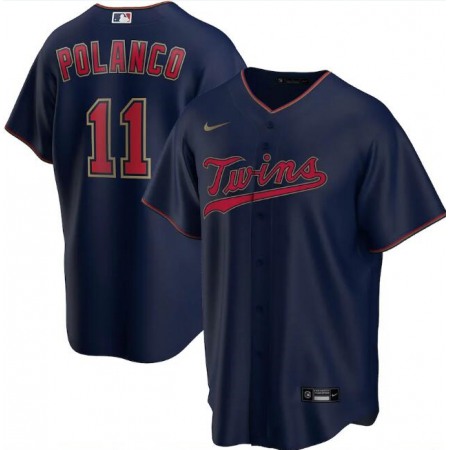 Men's Minnesota Twins #11 Jorge Polanco Navy Cool Base Stitched Jersey