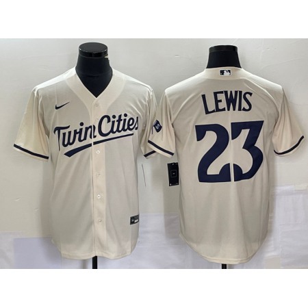 Men's Minnesota Twins #23 Royce Lewis Cream Cool Base Stitched Baseball Jersey