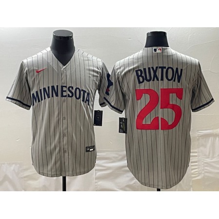 Men's Minnesota Twins #25 Byron Buxton Grey Cool Base Stitched Jersey