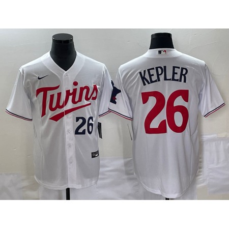 Men's Minnesota Twins #26 Max Kepler White Cool Base With Patch Stitched Baseball Jersey