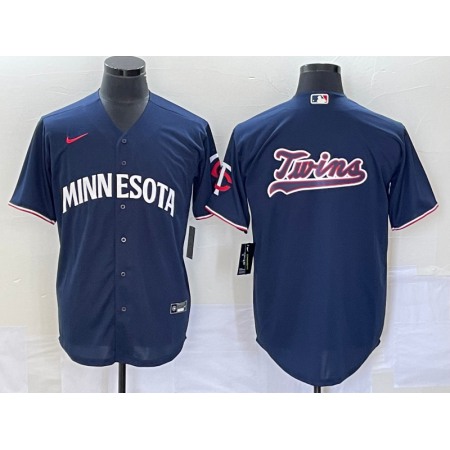 Men's Minnesota Twins With Name in Back Navy Cool Base Stitched Jersey