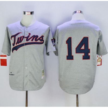 Mitchell And Ness 1969 Twins #14 Kent Hrbek Grey Throwback Stitched MLB Jersey