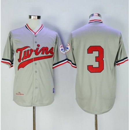 Mitchell And Ness 1972 Twins #3 Harmon Killebrew Grey Throwback Stitched MLB Jersey