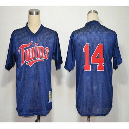 Mitchell And Ness 1991 Twins #14 Kent Hrbek Navy Blue Stitched MLB Jersey
