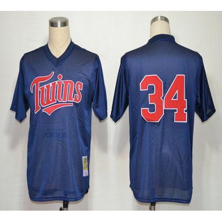 Mitchell And Ness 1991 Twins #34 Kirby Puckett Navy Blue Stitched MLB Jersey