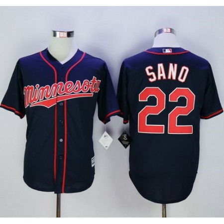 Twins #22 Miguel Sano Navy Blue Alternate Road New Cool Base Stitched MLB Jersey