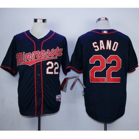 Twins #22 Miguel Sano Navy Blue Cool Base Stitched MLB Jersey