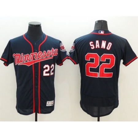 Twins #22 Miguel Sano Navy Blue Flexbase Authentic Collection Stitched MLB Jersey