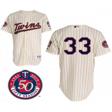 Twins #33 Justin Morneau Stitched Cream MLB Jersey