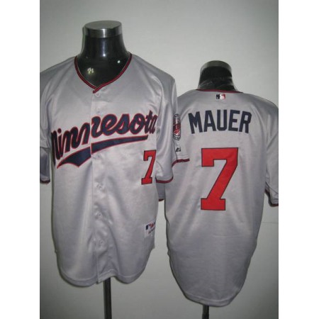 Twins #7 Joe Mauer Stitched Grey MLB Jersey
