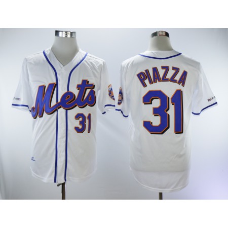 Men's New York Mets #31 Mike Piazza White Throwback Flexbase Stitched MLB Jersey