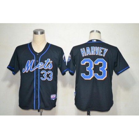 Mets #33 Matt Harvey Black Alternate Cool Base Stitched MLB Jersey
