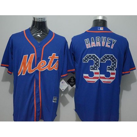 Mets #33 Matt Harvey Blue USA Flag Fashion Stitched MLB Jersey