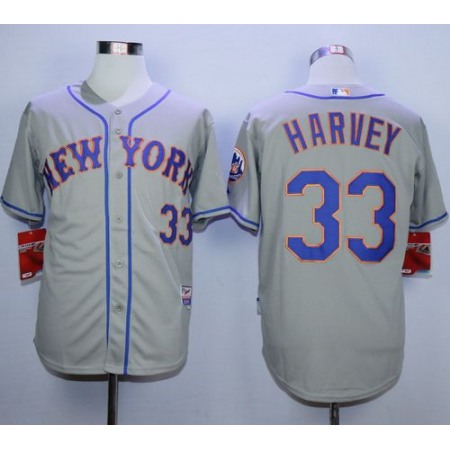 Mets #33 Matt Harvey Grey Road Cool Base Stitched MLB Jersey