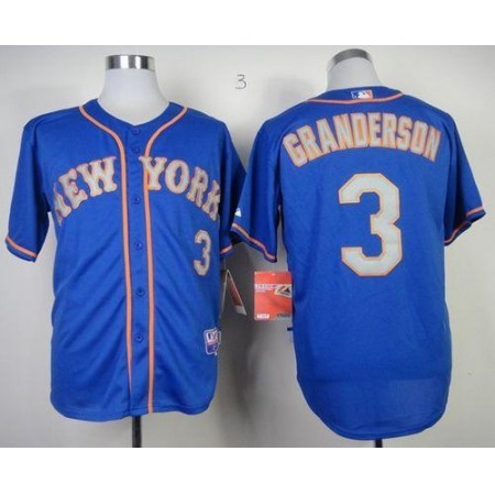 Mets #3 Curtis Granderson Blue(Grey NO.) Alternate Road Cool Base Stitched MLB Jersey