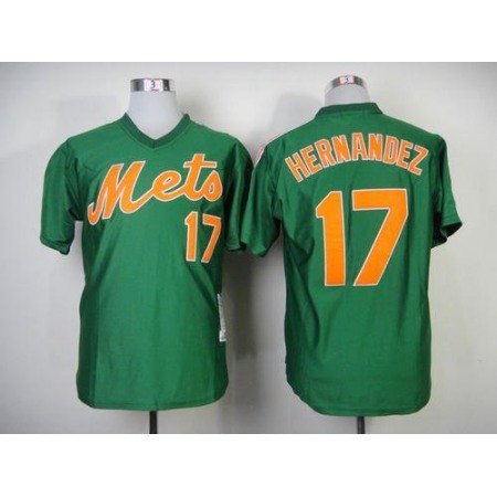 Mitchell and Ness 1985 Mets #17 Keith Hernandez Green Throwback Stitched MLB Jersey
