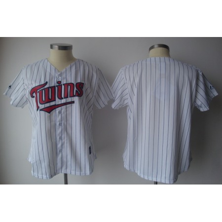 Twins Blank White With Blue Strip Lady Fashion Stitched MLB Jersey
