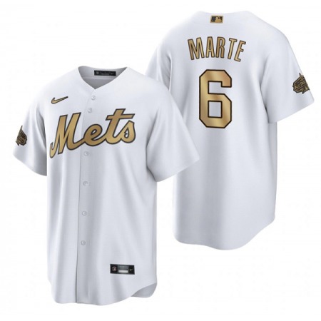 Men's New York Mets #6 Starling Marte 2022 All-Star White Cool Base Stitched Baseball Jersey