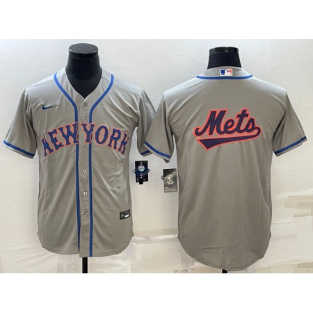 Men's New York Mets Gray Team Big Logo Cool Base Stitched Baseball Jersey