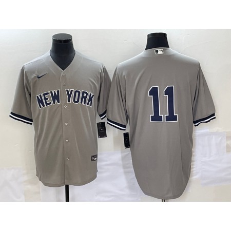 Men's New York Yankees #11 Anthony Volpe Gray Cool Base Stitched Baseball Jersey