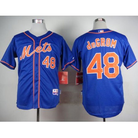 Mets #48 Jacob DeGrom Blue Alternate Home Cool Base Stitched MLB Jersey