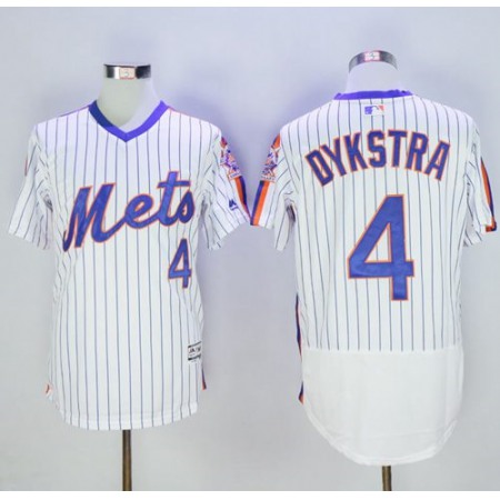 Mets #4 Lenny Dykstra White(Blue Strip) Flexbase Authentic Collection Alternate Stitched MLB Jersey