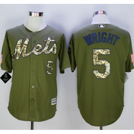 Mets #5 David Wright Green Camo New Cool Base Stitched MLB Jersey