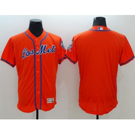 Mets Blank Orange Flexbase Authentic Collection Los Mets Stitched MLB Jersey