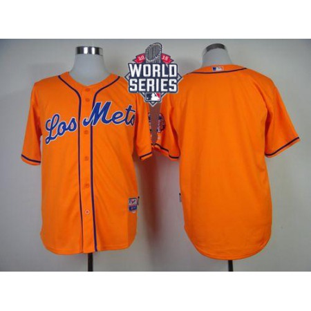 Mets Blank Orange Los Mets Cool Base W/2015 World Series Patch Stitched MLB Jersey