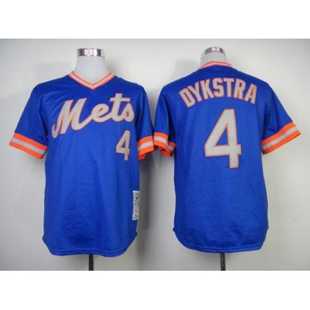 Mitchell And Ness 1983 Mets #4 Lenny Dykstra Blue Throwback Stitched MLB Jersey