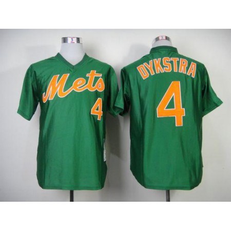 Mitchell And Ness 1985 Mets #4 Lenny Dykstra Green Throwback Stitched MLB Jersey