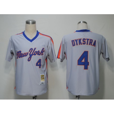 Mitchell and Ness Mets #4 Lenny Dykstra Grey Stitched Throwback MLB Jersey