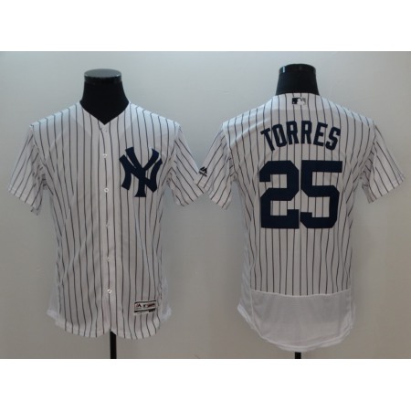 Men's MLB New York Yankees #25 Gleyber Torres White Flexbase Player Stitched Jersey