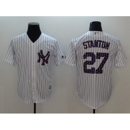 Men's MLB New York Yankees #27 Giancarlo Stanton White 2018 Stars & Stripes Cool Base Jersey