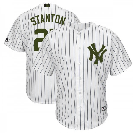 Men's MLB New York Yankees #27 Giancarlo Stanton White Majestic 2018 Memorial Day Cool Base Stitched Jersey