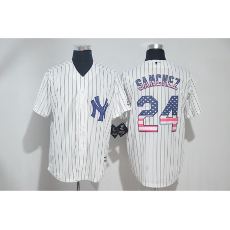 Men's New York Yankees #24 Gary Sanchez White US Flag New Cool Base Stitched MLB Jersey