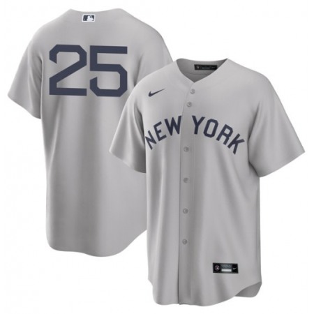 Men's New York Yankees #25 Gleyber Torres 2021 Grey Field of Dreams Cool Base Stitched Baseball Jersey