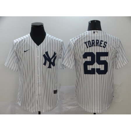 Men's New York Yankees #25 Gleyber Torres White Cool Base Stitched MLB Jersey
