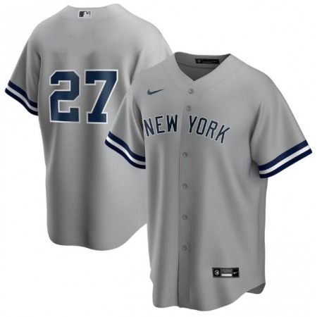 Men's New York Yankees #27 Giancarlo Stanton Grey Cool Base Stitched Baseball Jersey