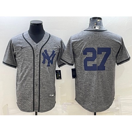 Men's New York Yankees #27 Giancarlo Stanton Grey Cool Base Stitched Jersey