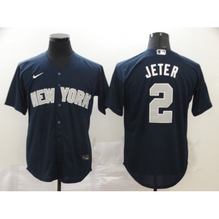 Men's New York Yankees #2 Derek Jeter Navy Cool Base Stitched Jersey