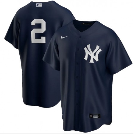 Men's New York Yankees #2 Derek Jeter Navy Cool Base Stitched Jersey