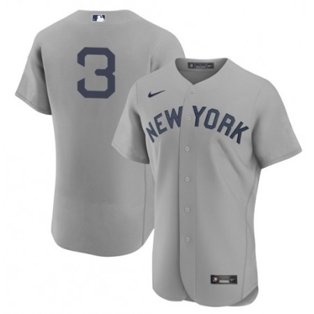 Men's New York Yankees #3 Babe Ruth 2021 Grey Field of Dreams Flex Base Stitched Baseball Jersey