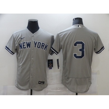 Men's New York Yankees #3 Babe Ruth Grey Flex Base Stitched Jersey