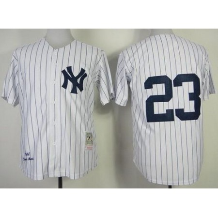 Mitchell And Ness 1995 Yankees #23 Don Mattingly Stitched White Throwback MLB Jersey