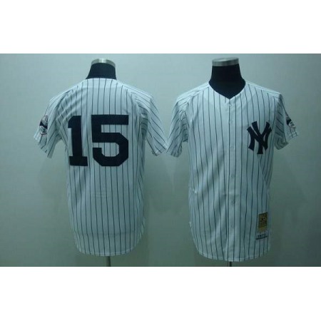 Mitchell and Ness Yankees #15 Thurman Munson Stitched White Throwback MLB Jersey