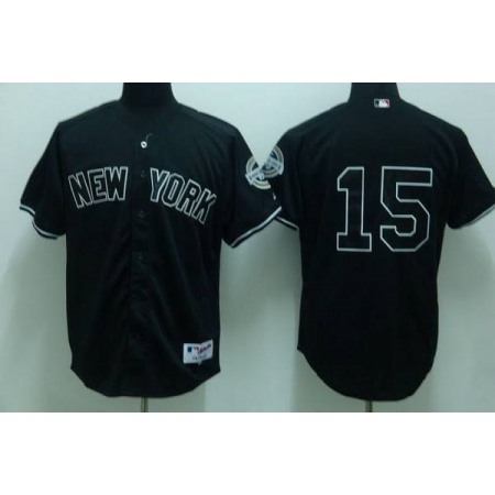 Yankees #15 Thurman Munson Stitched Black MLB Jersey