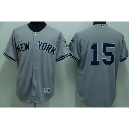 Yankees #15 Thurman Munson Stitched Grey MLB Jersey